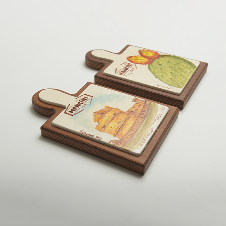 Tagliere in legno e ceramica handmade